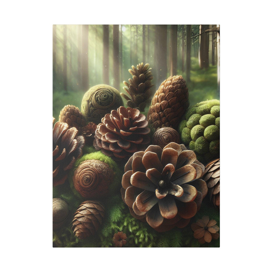"Whispering Pines: Cone Enchantment Canvas Wall Art" - The Alice Gallery