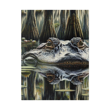 "Alligator Allure: The Wilderness Captured Canvas Wall Art"