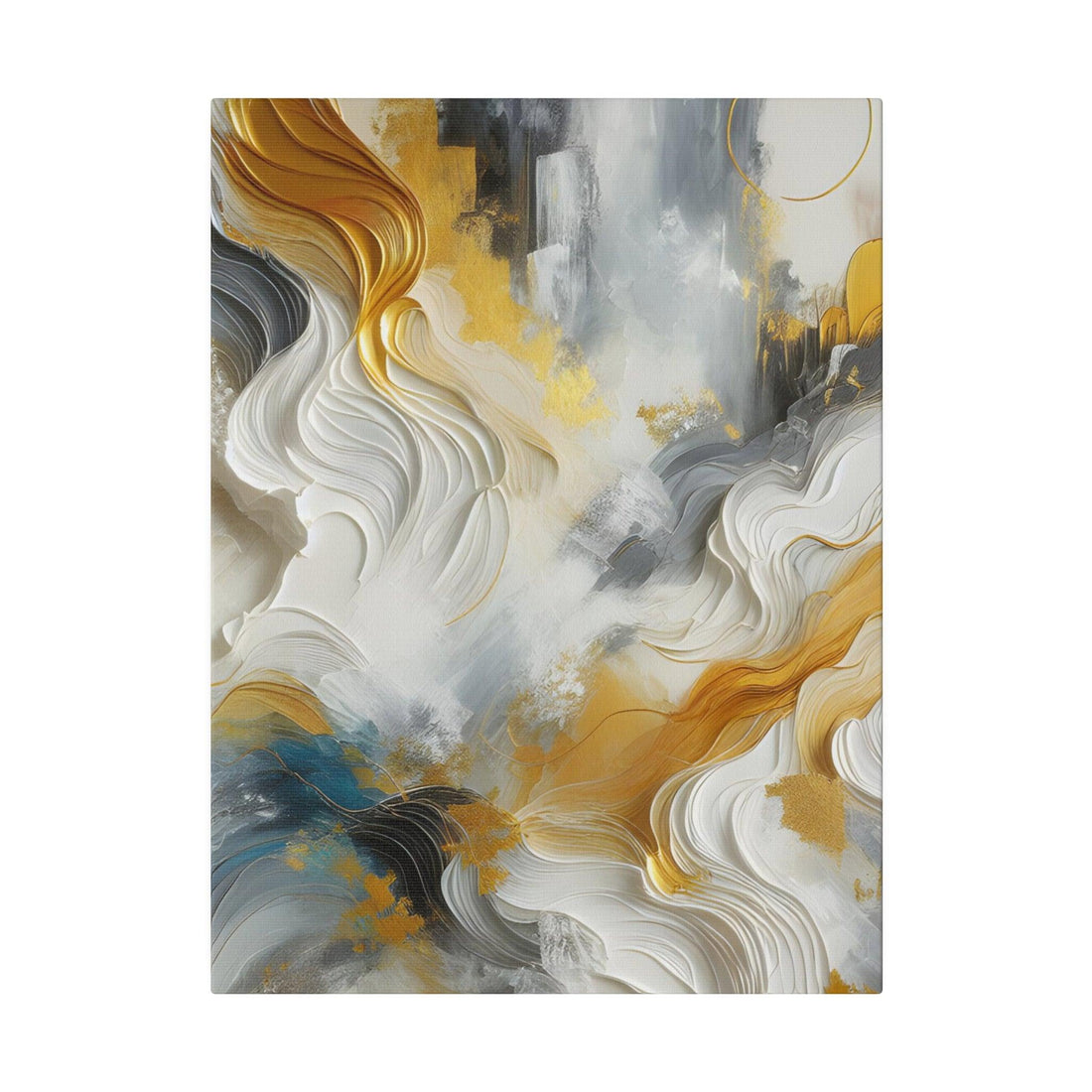 "White Elegance: Gold Infused Canvas Wall Art" - The Alice Gallery