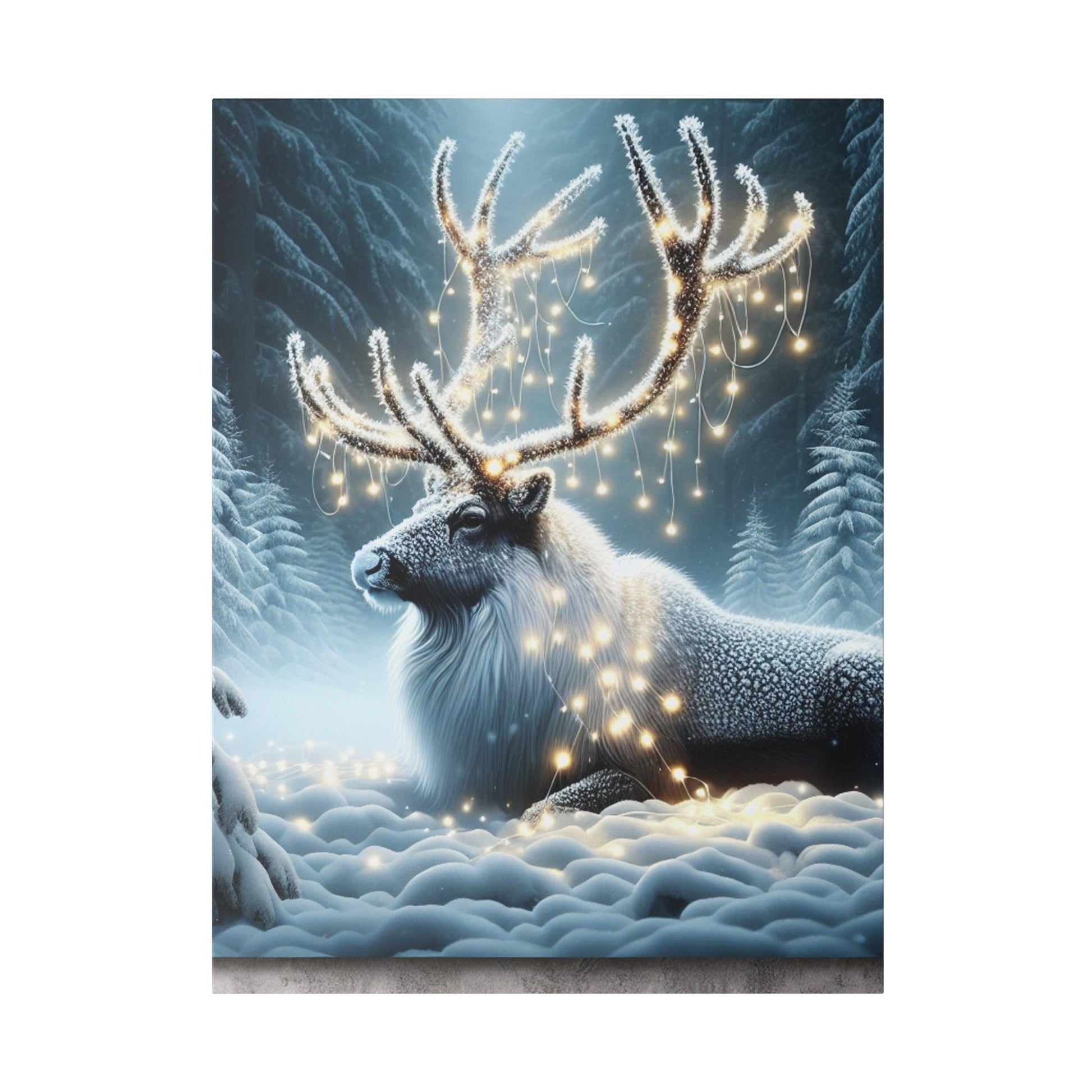 "Mystic Reindeer Reflection: An Enchanted Canvas Wall Art" - The Alice Gallery
