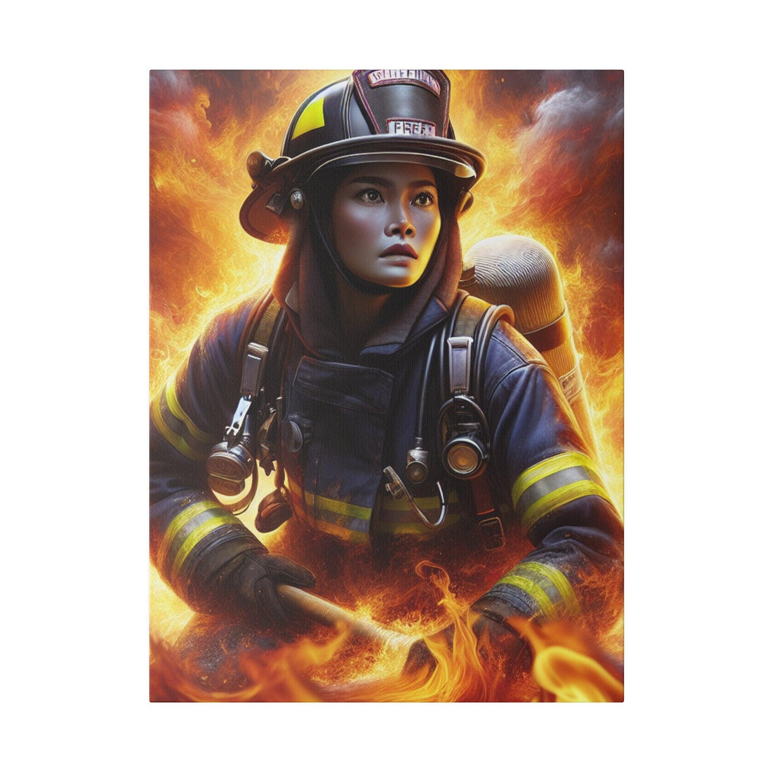 "Blazing Valor: Firefighter Canvas Wall Art" - Canvas - The Alice Gallery