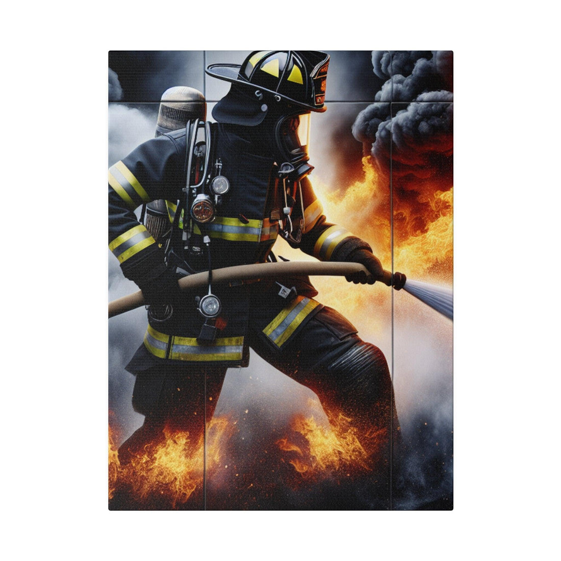 "Blazing Valor: Firefighter's Tribute Canvas Wall Art" - Canvas - The Alice Gallery