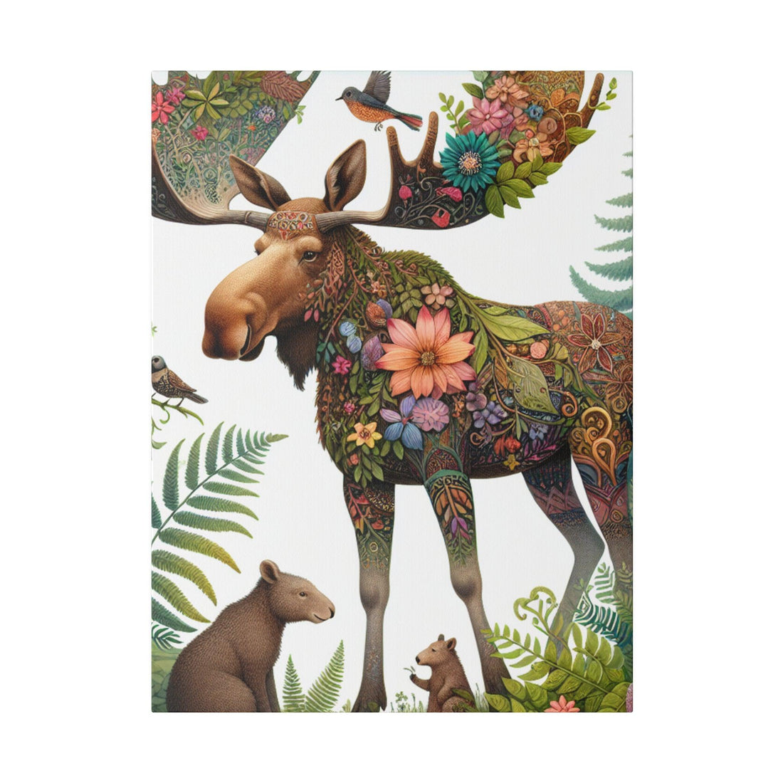 "Majestic Wilderness: Enigmatic Moose on Serene Landscape Canvas Art" - The Alice Gallery