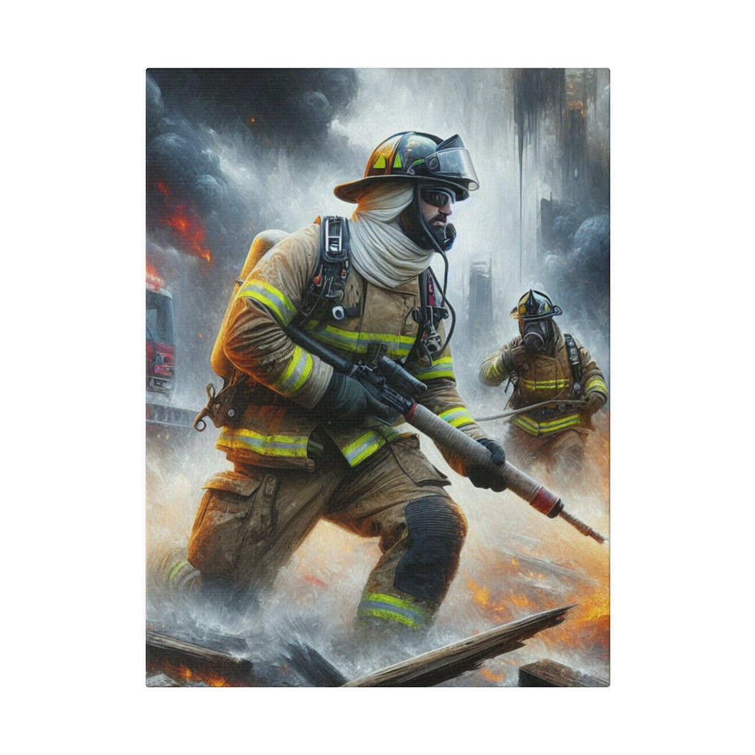 "Brave Embers: Firefighter's Legacy Canvas Wall Art" - Canvas - The Alice Gallery