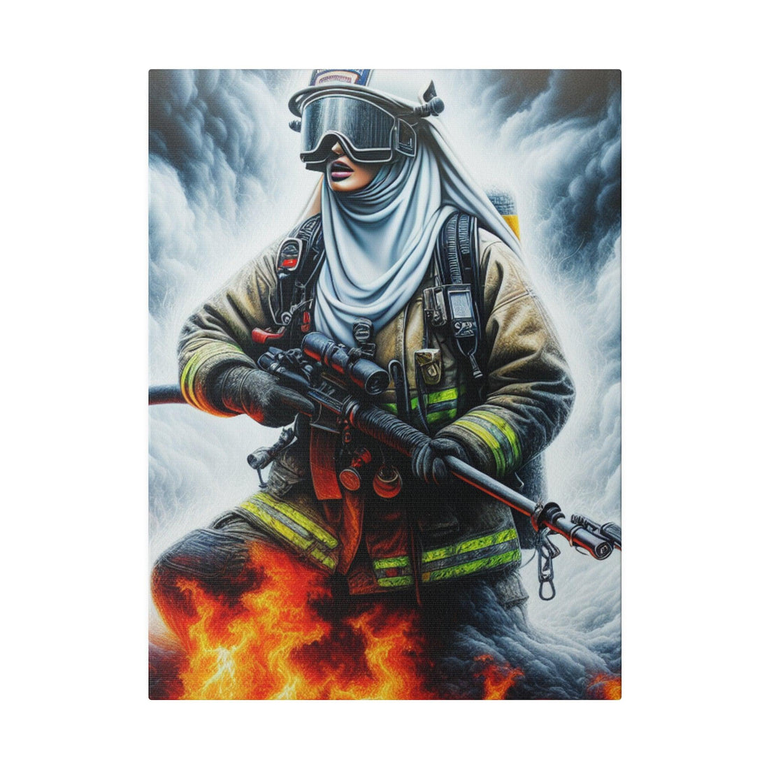 "Brave Embers: Firefighter's Tribute Canvas Wall Art" - Canvas - The Alice Gallery