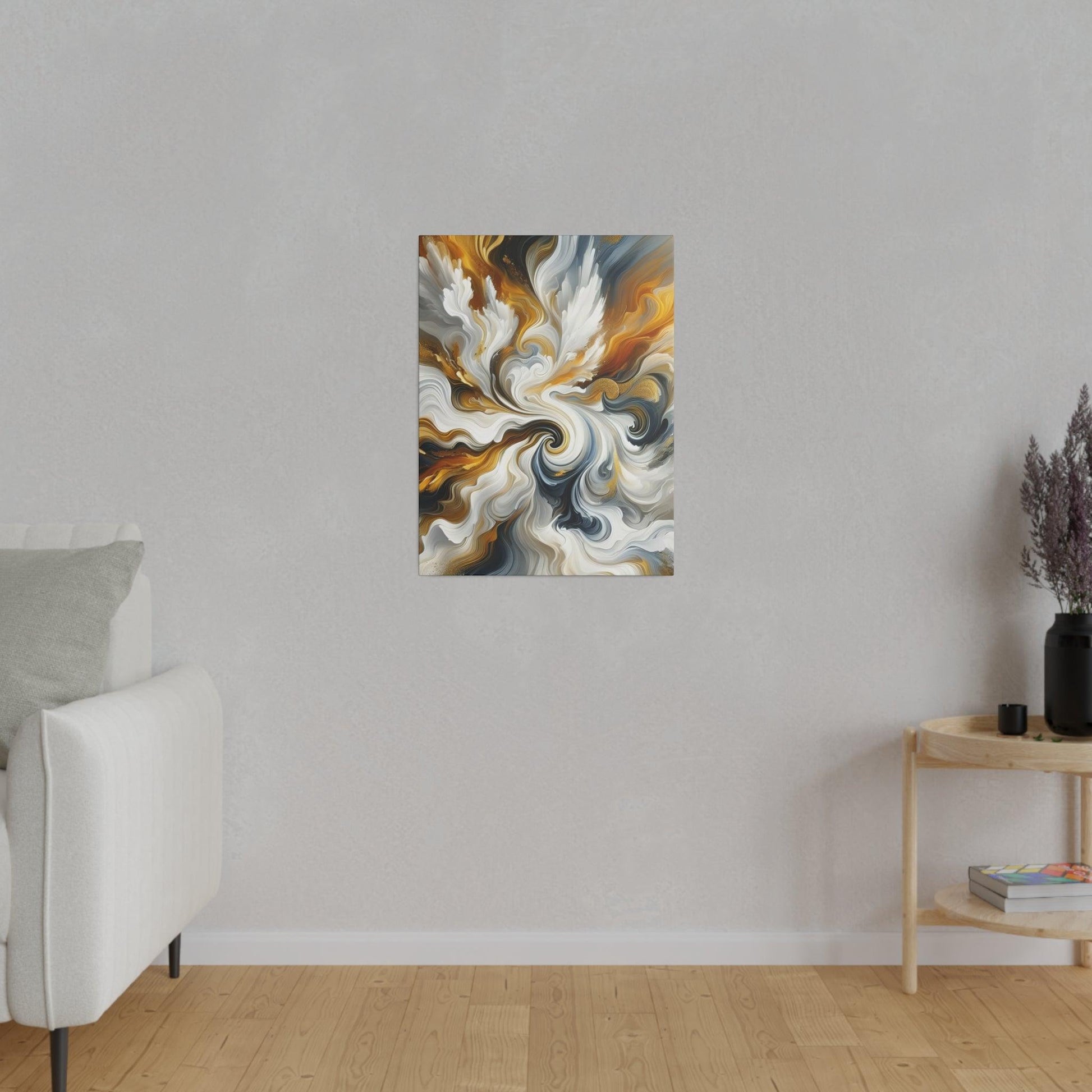 "Gilded Elegance: White and Gold Canvas Wall Art Collection" - The Alice Gallery