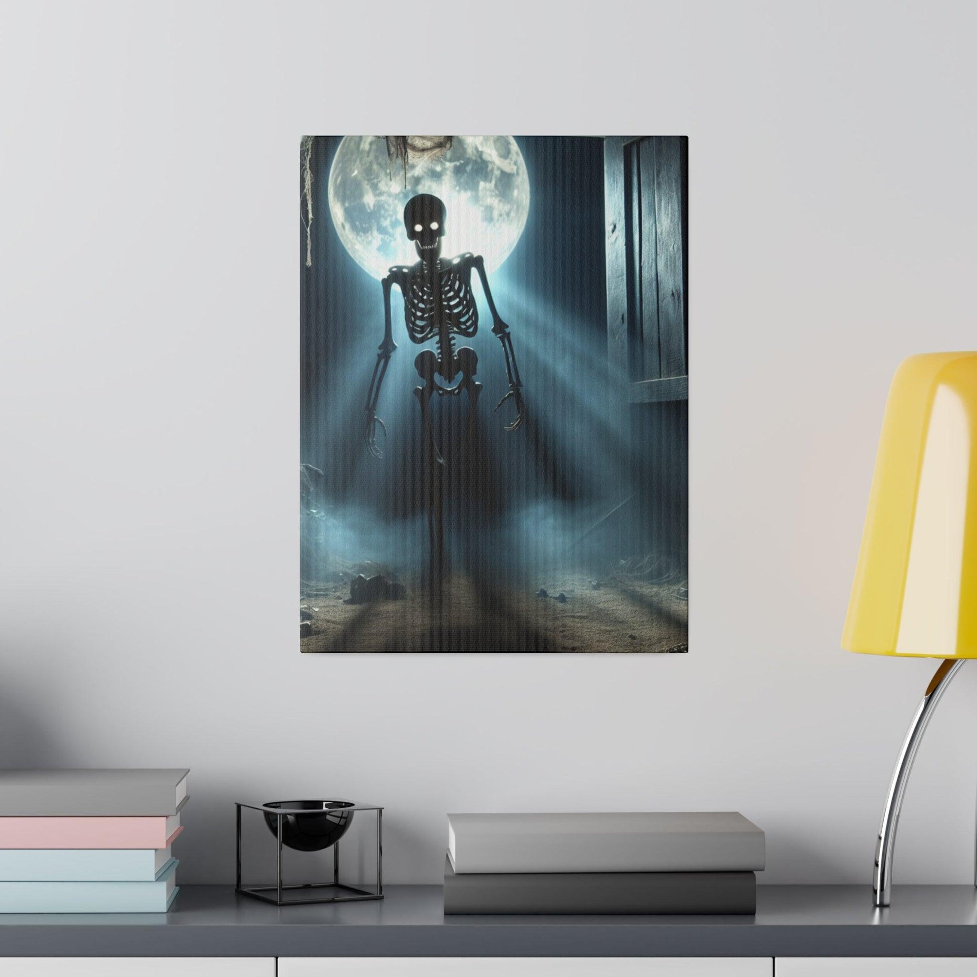 "Midnight Elegance: The Skeleton Muse Canvas Wall Art" - The Alice Gallery