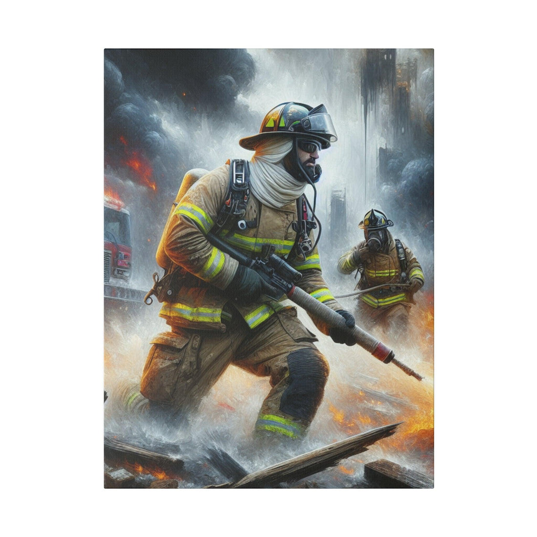 "Brave Embers: Firefighter's Legacy Canvas Wall Art" - Canvas - The Alice Gallery