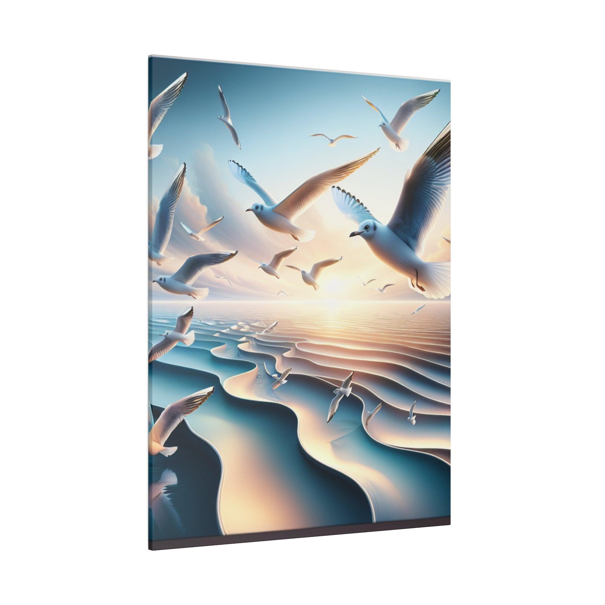 "Seagull Soiree: A Strokes of Nature Canvas Wall Art" - The Alice Gallery
