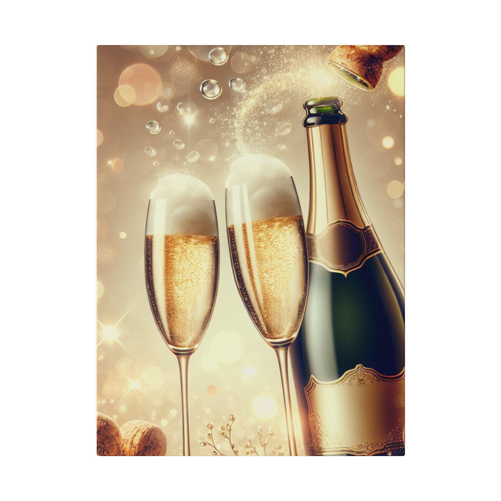 "Effervescence of Elegance: Champagne Canvas Wall Art" - The Alice Gallery