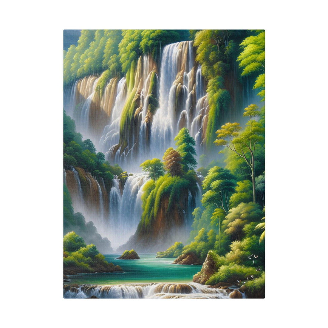 "Whispering Waterfall Radiance: Canvas Wall Art" - The Alice Gallery