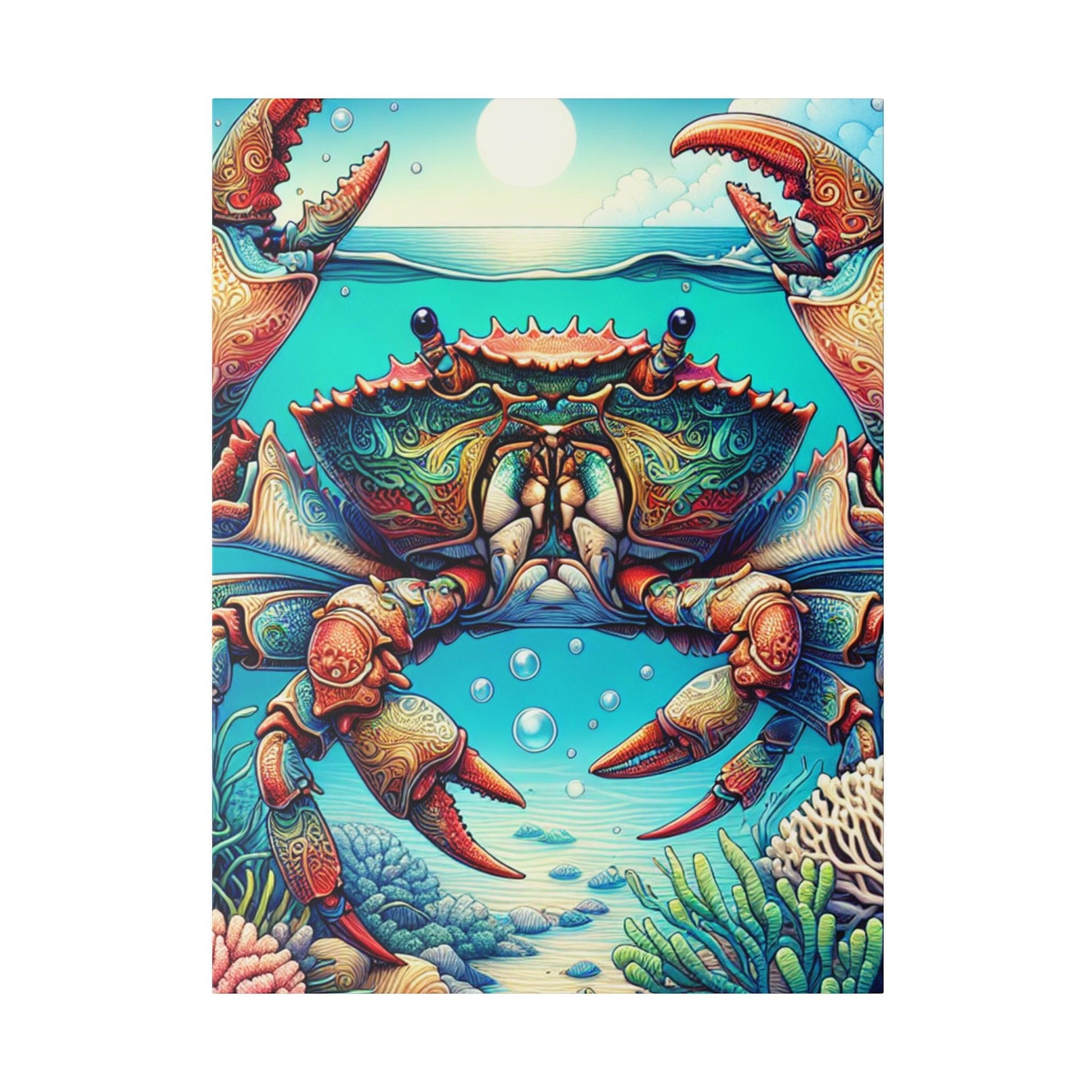 "Crab Canvas Elegance: Coastal Wall Art" - Canvas - The Alice Gallery