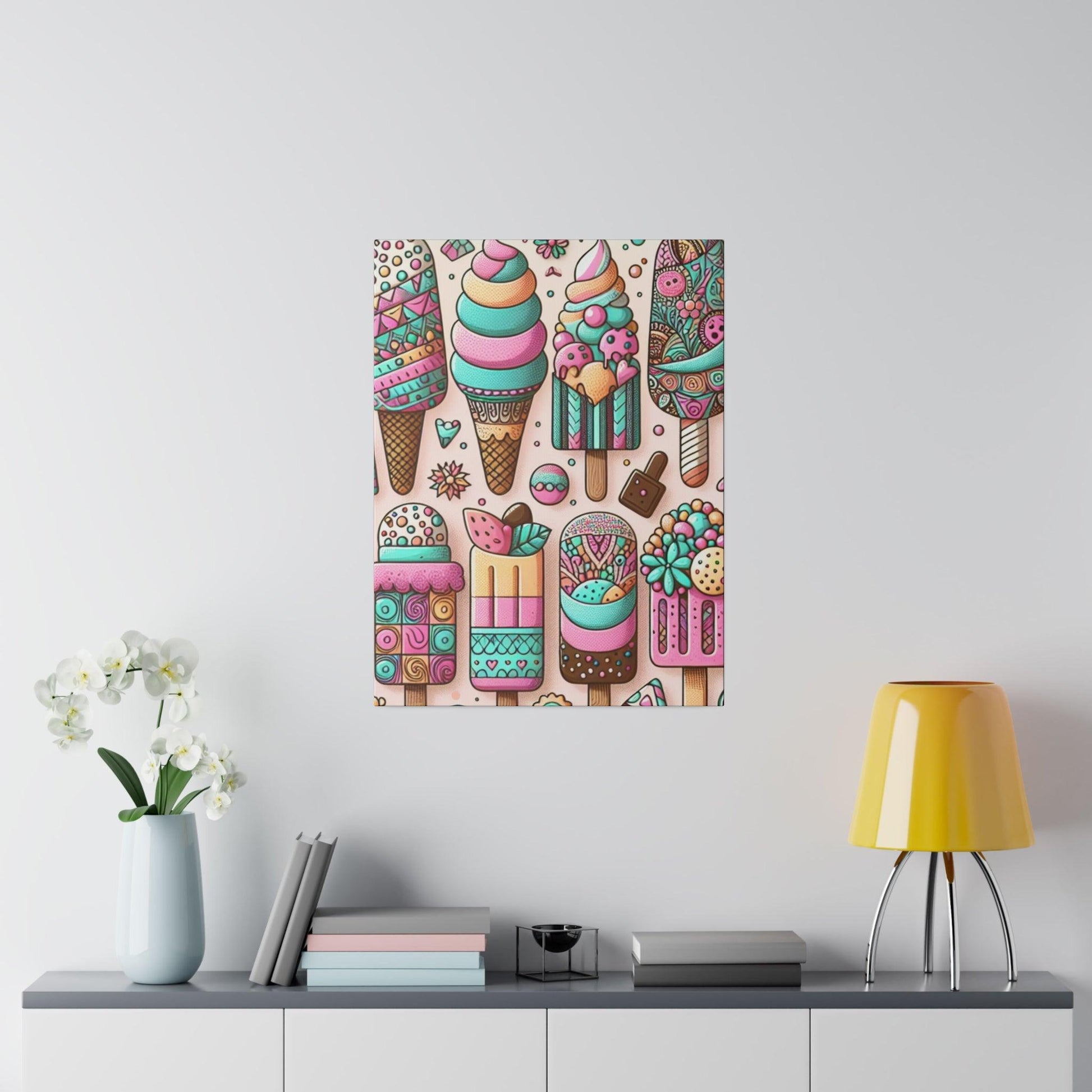 "Ice Cream Dreams: Delectable Delight Canvas Wall Art" - The Alice Gallery