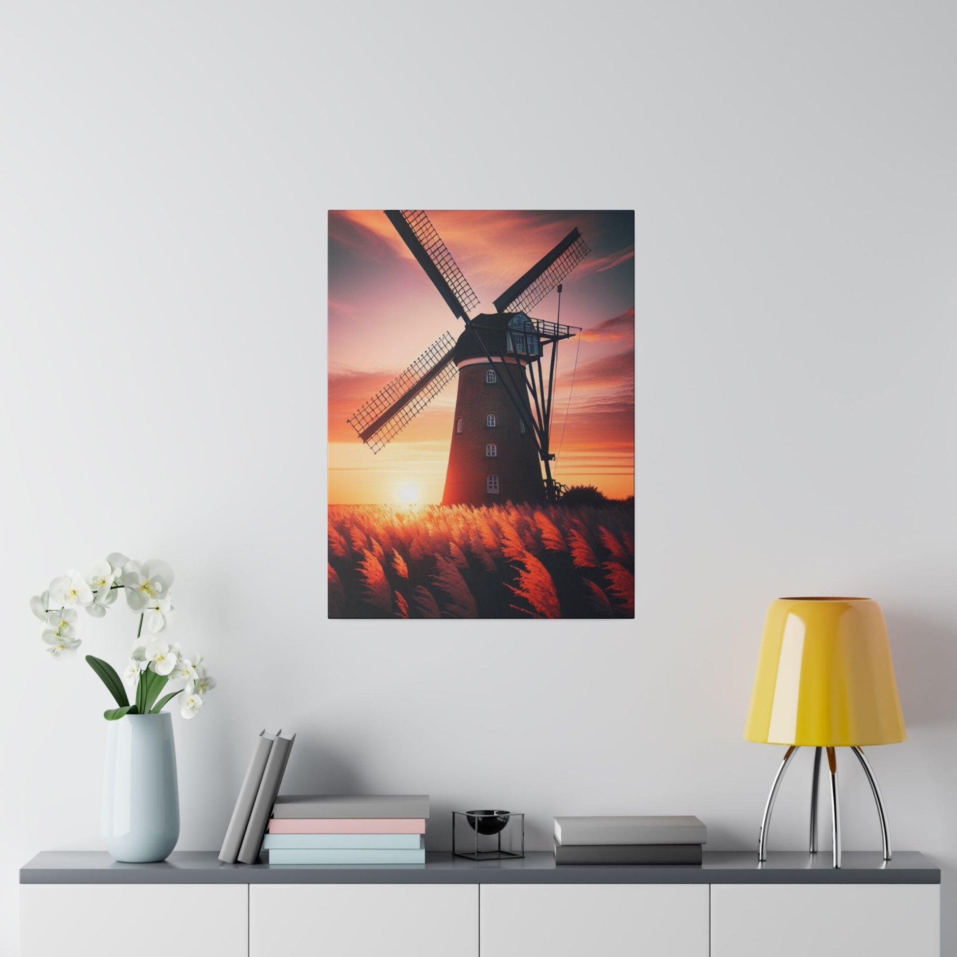 "Windmill Whispers: Rustic Canvas Wall Art" - The Alice Gallery