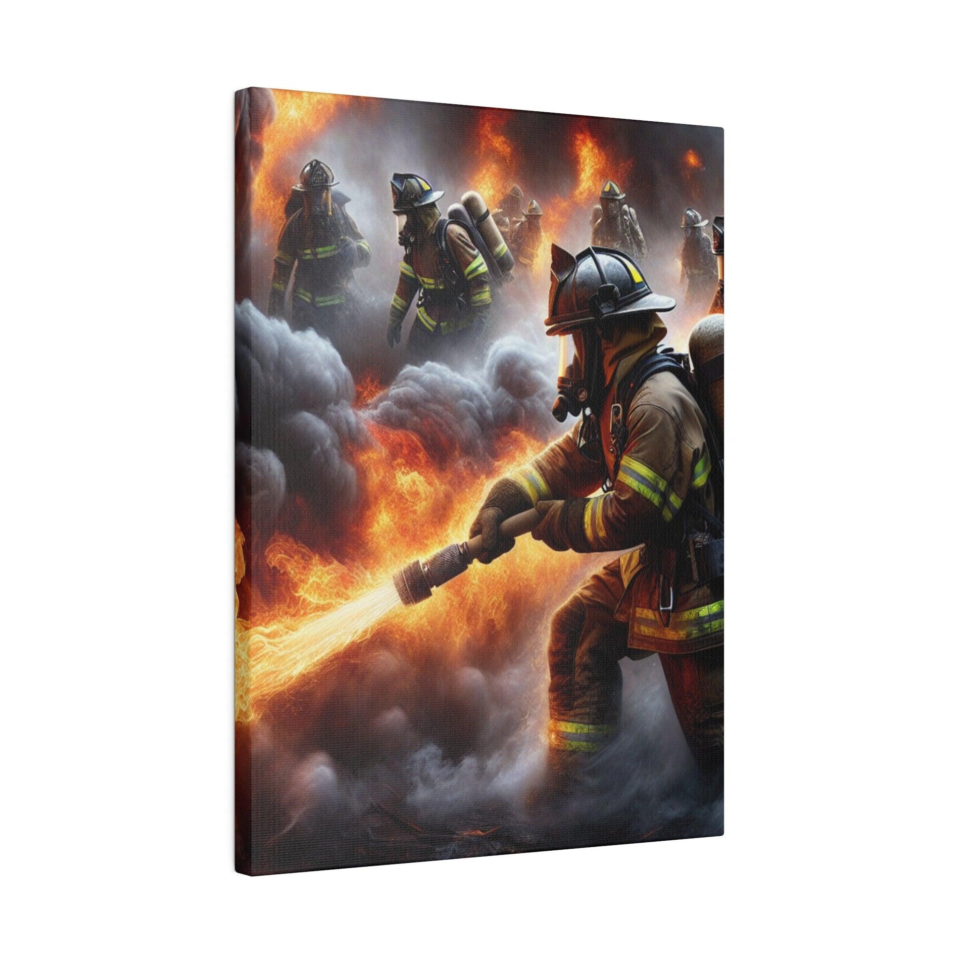 "Brave Blaze: The Firefighter's Legacy Canvas Wall Art" - Canvas - The Alice Gallery