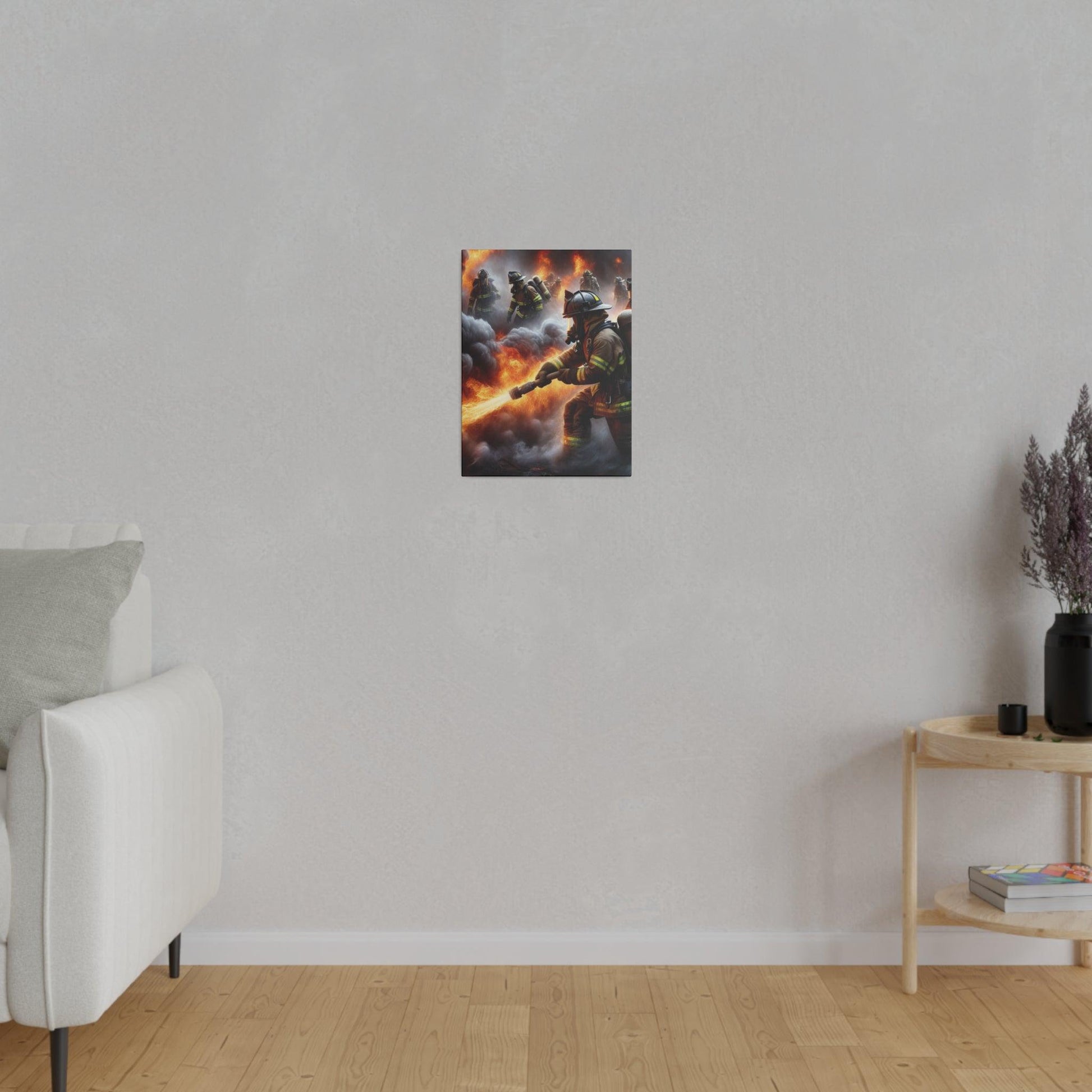 "Brave Blaze: The Firefighter's Legacy Canvas Wall Art" - Canvas - The Alice Gallery
