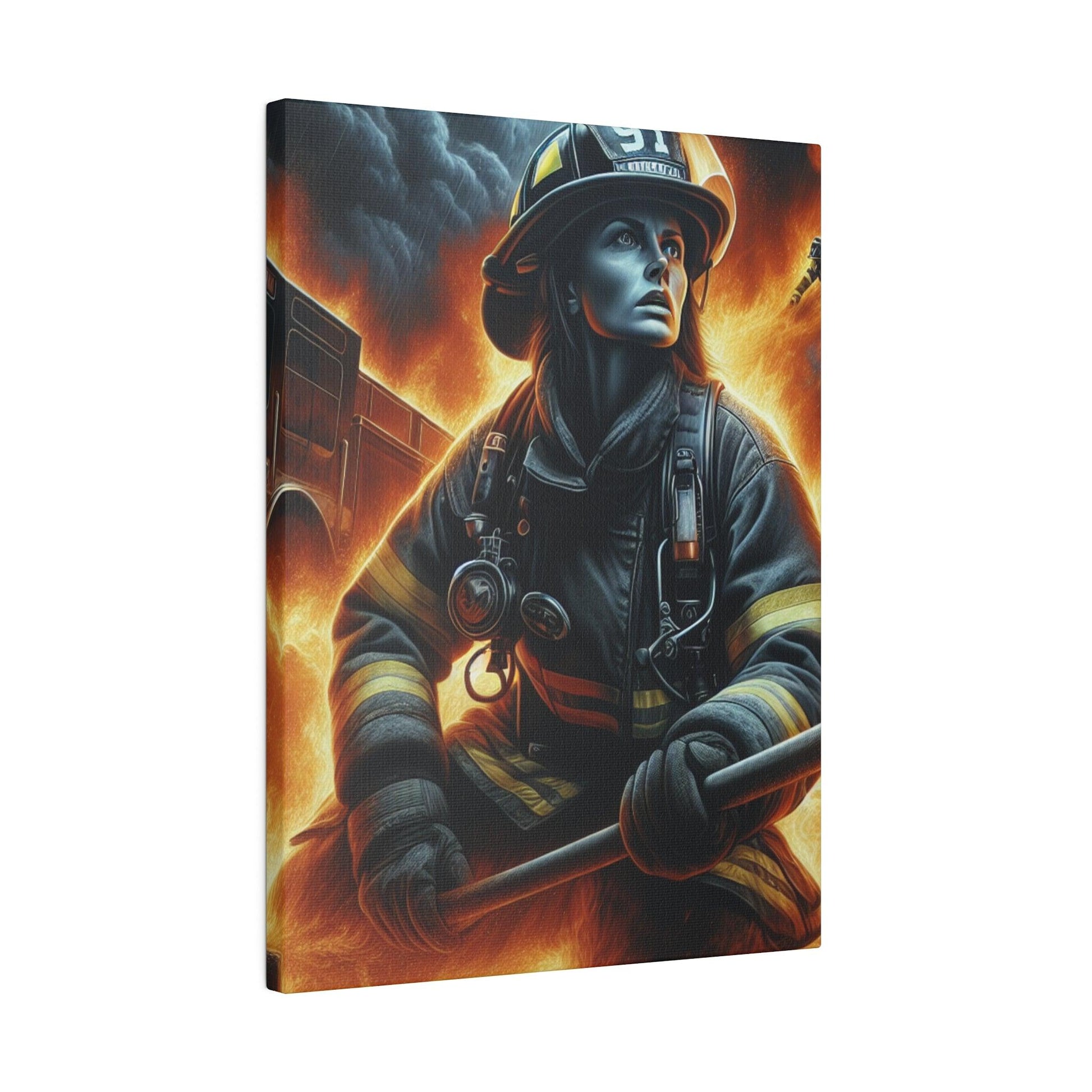 "Blaze Valor: Firefighter's Canvas Wall Art" - Canvas - The Alice Gallery