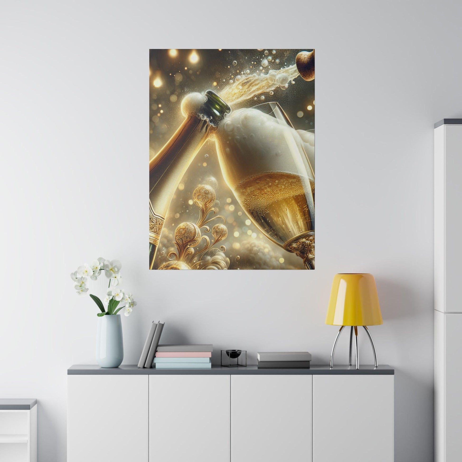 "Champagne Euphoria: A Brushstroke Symphony in Bubbly Hues" - The Alice Gallery