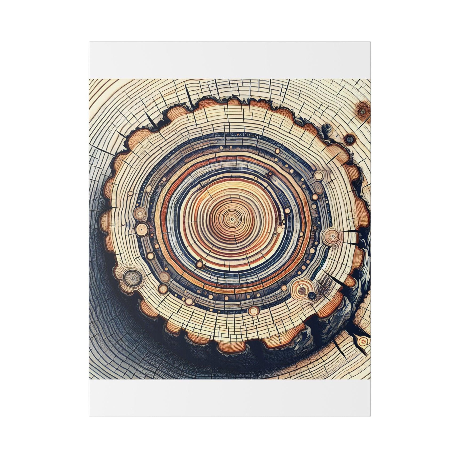 "Arboreal Echo: Tree Ring Canvas Wall Art" - The Alice Gallery