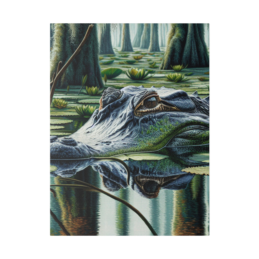 "Alligator Oasis: A Captivating Canvas Wall Art"