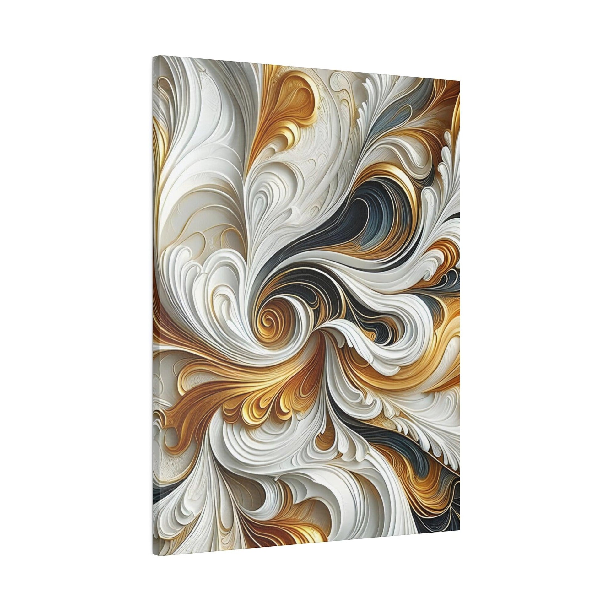 "Golden Whispers on White Extravaganza - Canvas Wall Art" - The Alice Gallery