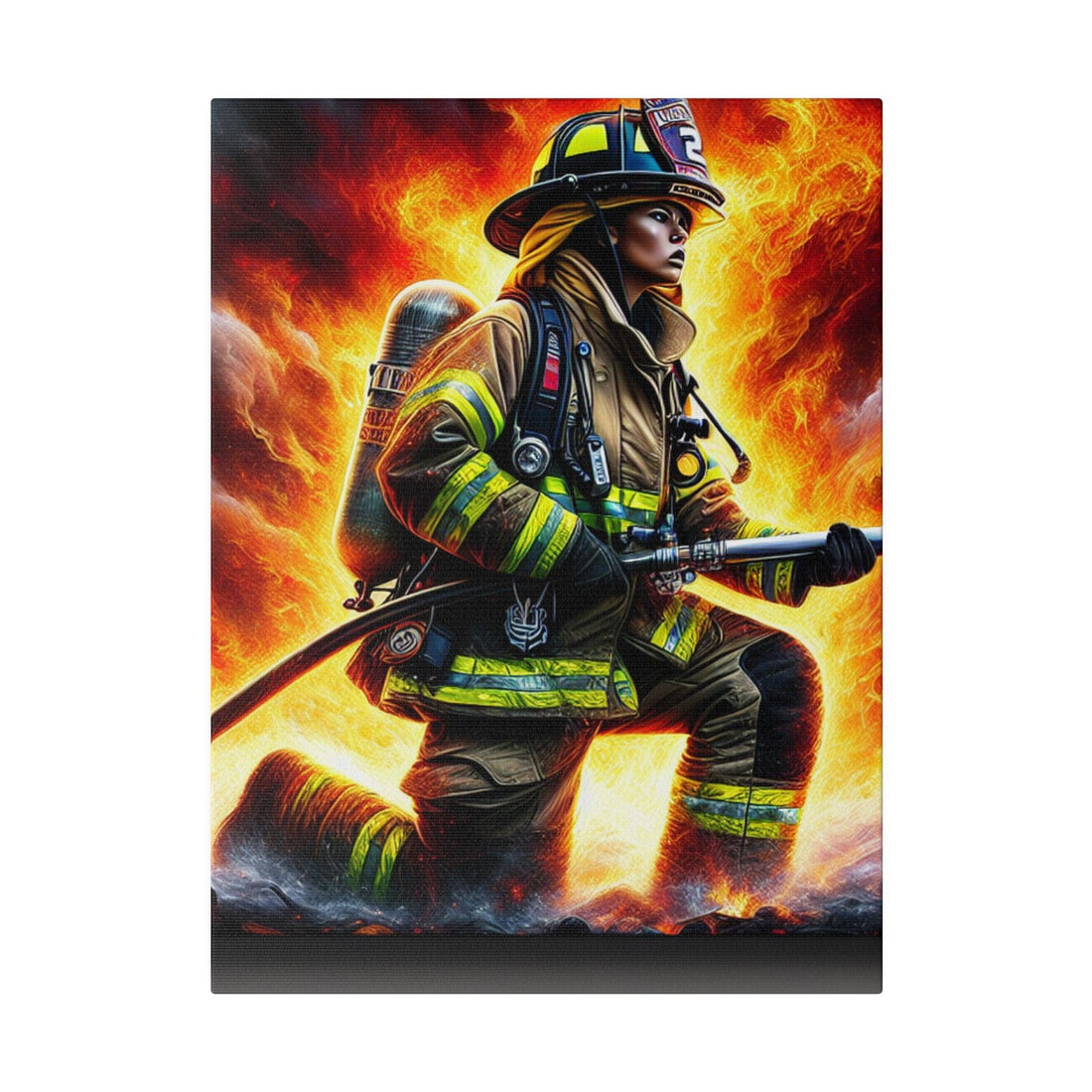 "Brave Embers: Firefighter's Valor Canvas Wall Art" - Canvas - The Alice Gallery