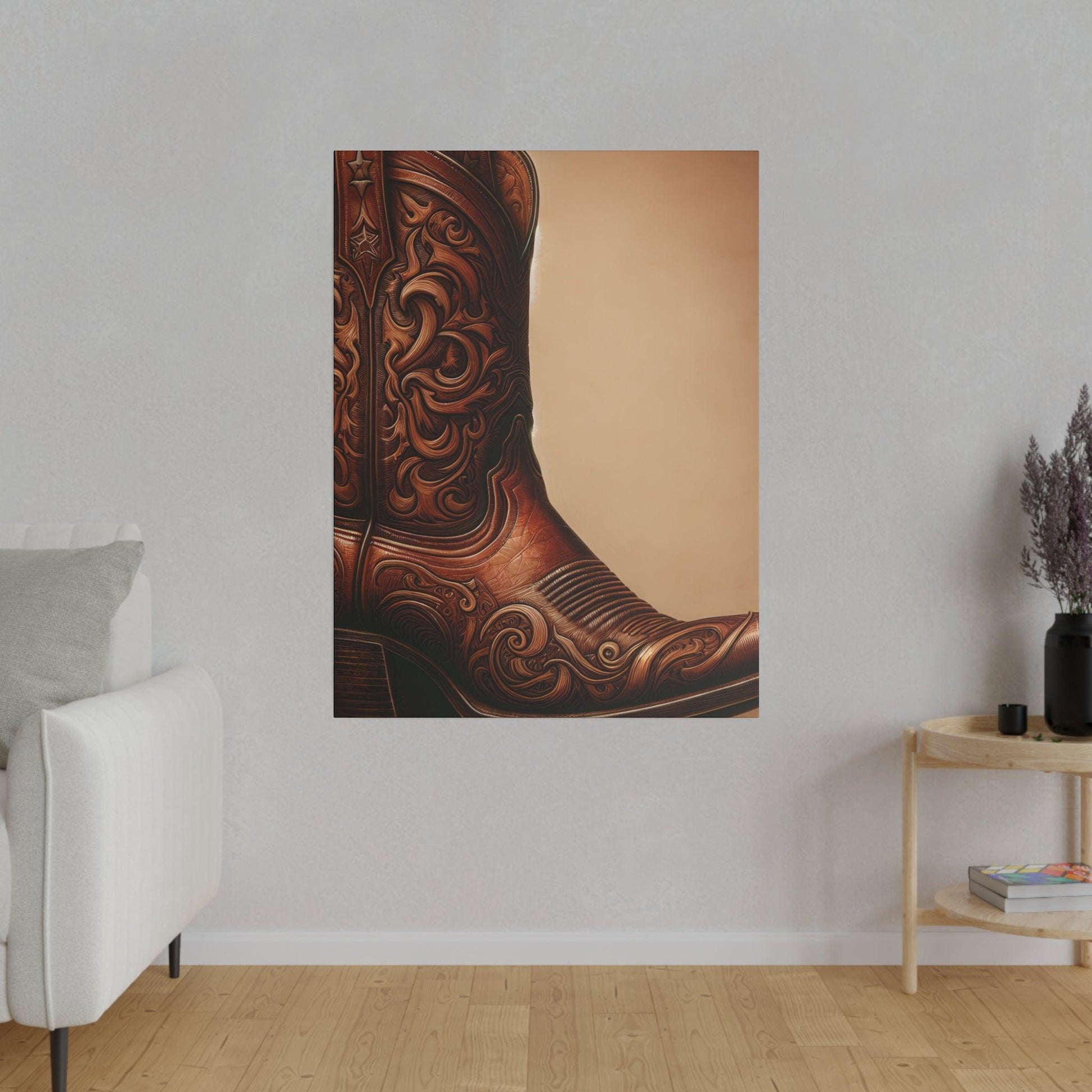 "Western Whisper: The Rustic Cowboy Boots Canvas Wall Art" - The Alice Gallery