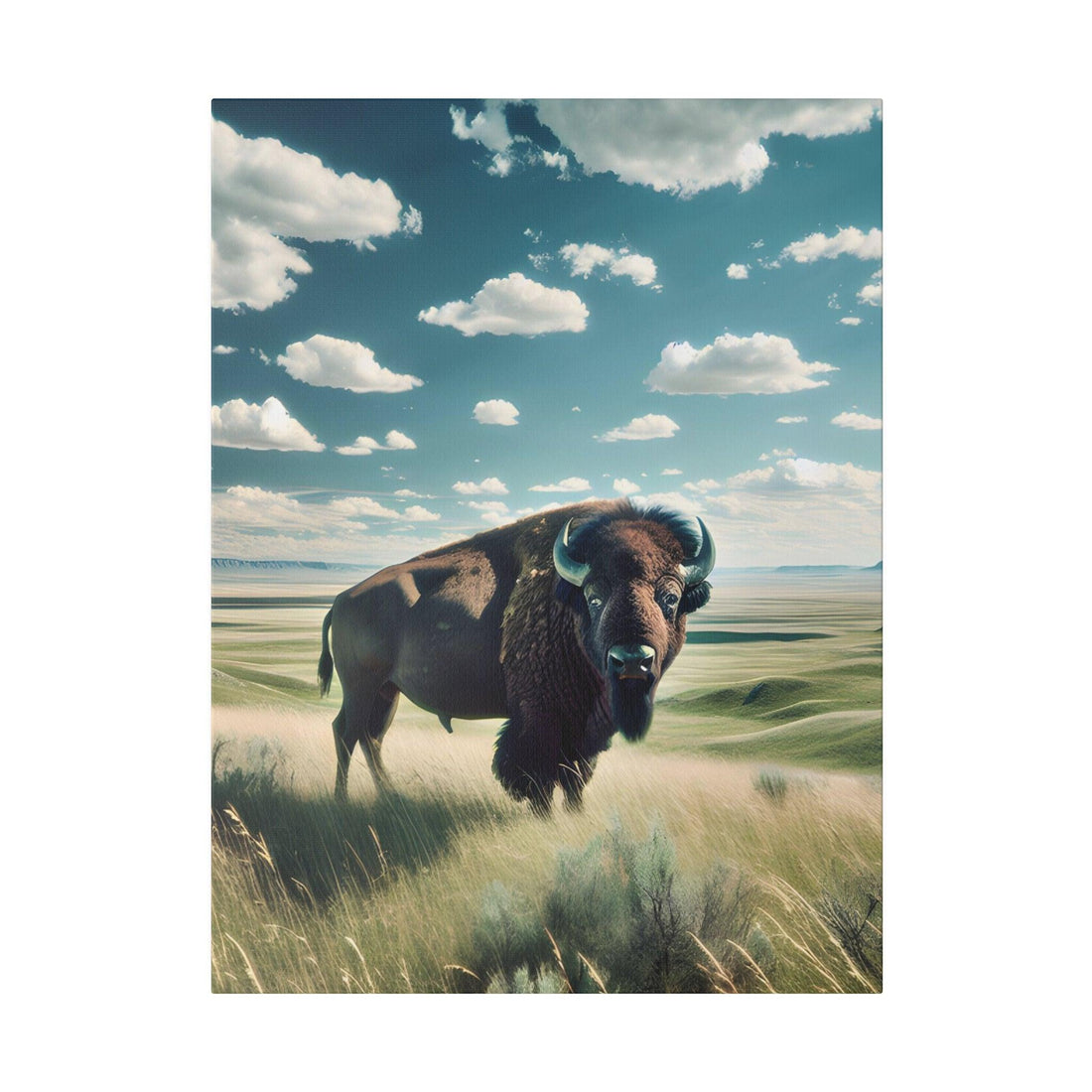 "Majestic Plains Titan: Buffalo Canvas Art" - The Alice Gallery