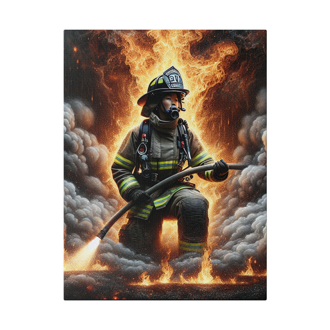 "Blaze Valor: Firefighter's Canvas Chronicles" - Canvas - The Alice Gallery