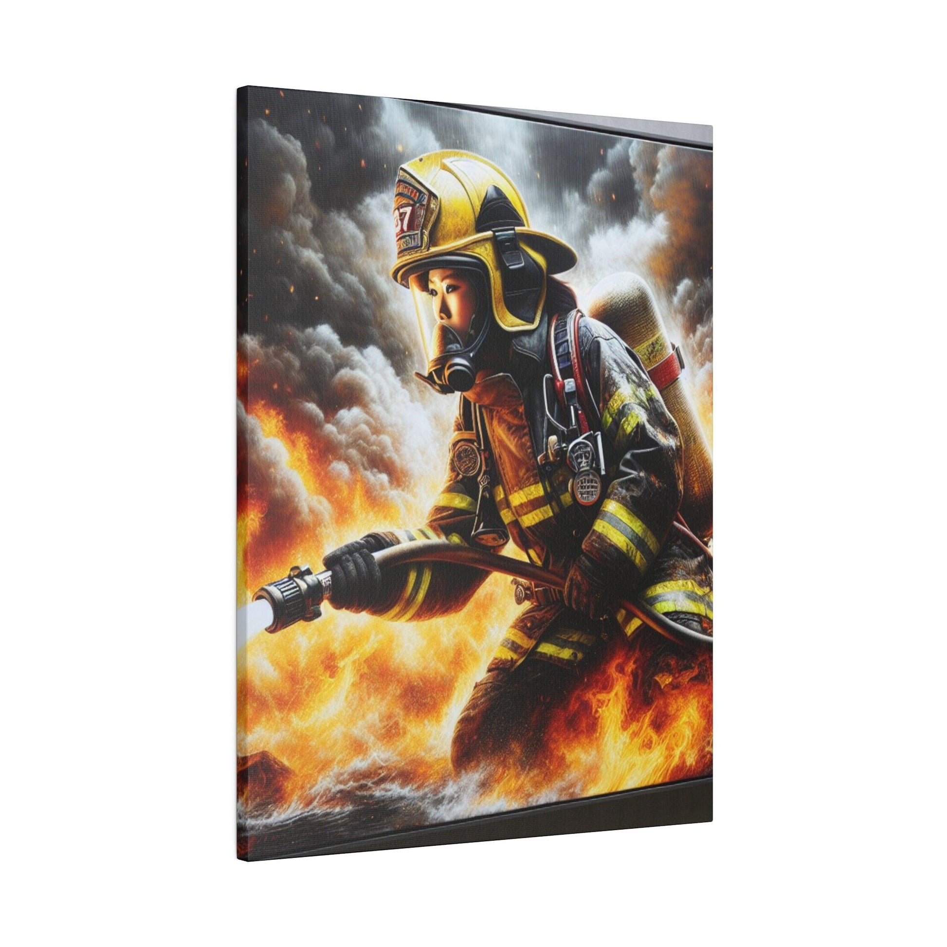 "Blazing Courage: An Exclusive Firefighter's Canvas Wall Art" - Canvas - The Alice Gallery
