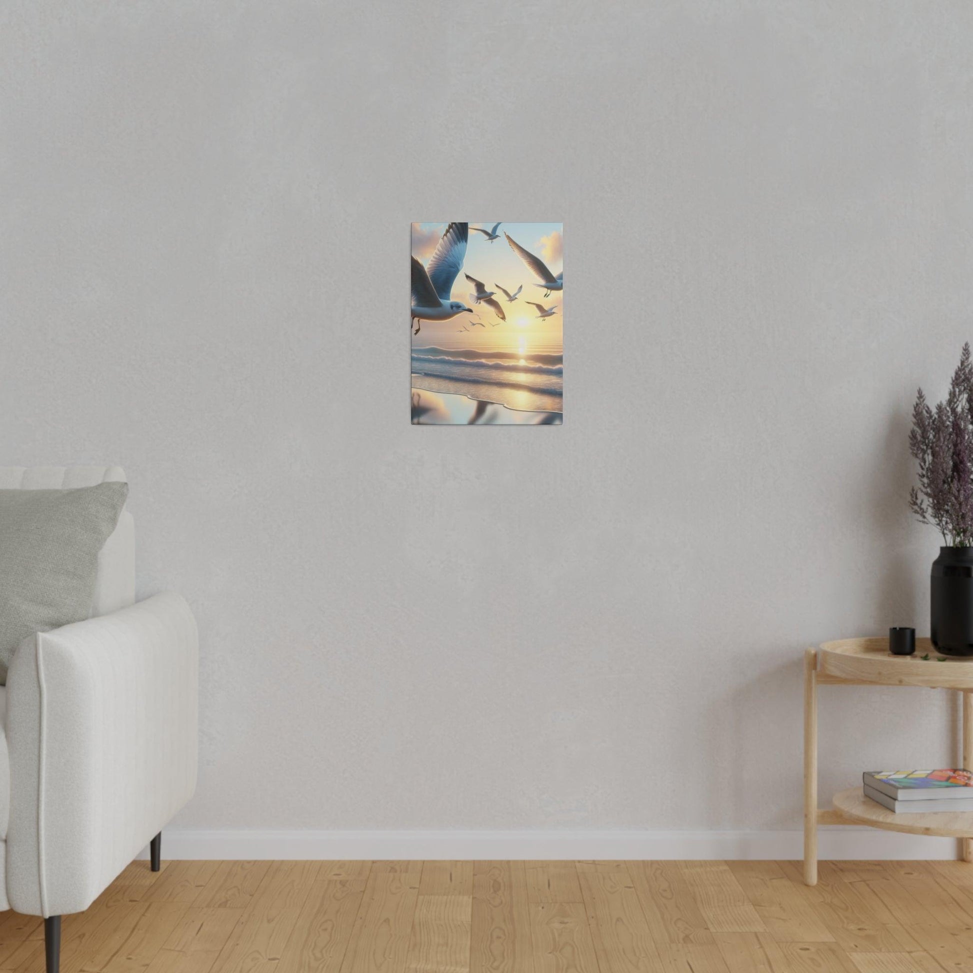 "Seagull Serenity: Waterfront Canvas Wall Art" - The Alice Gallery
