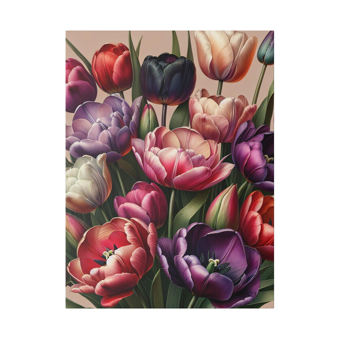 "Blooming Elegance: Tulip Symphony Canvas Wall Art" - The Alice Gallery