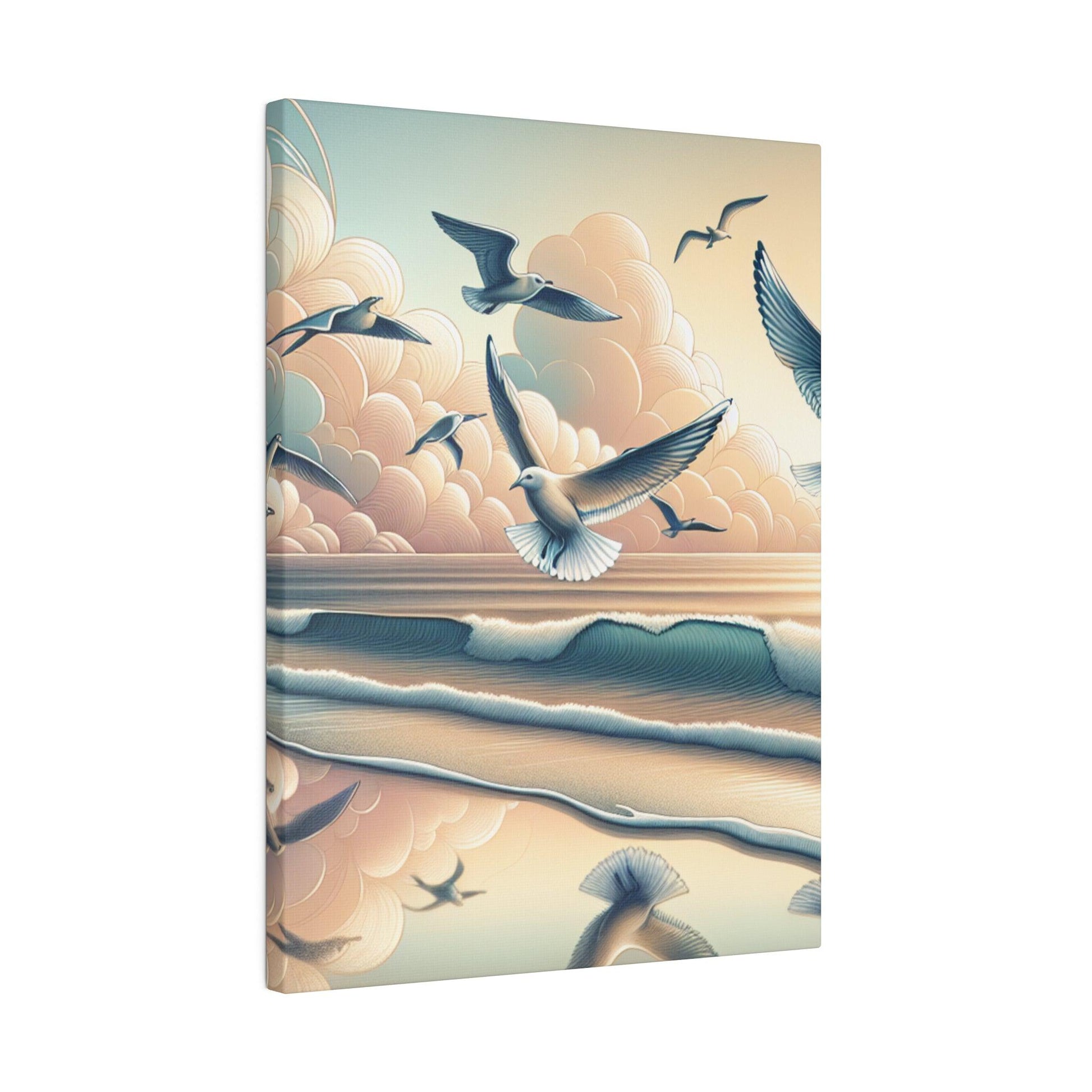 "Seagull Serenity: Abstract Canvas Wall Art" - The Alice Gallery