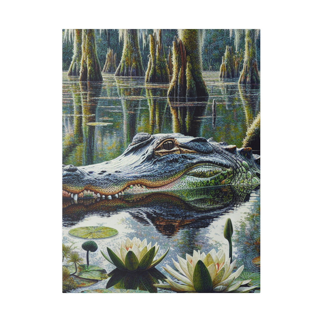 "Swamp Majesty: The Alligator Elegance Canvas Wall Art"