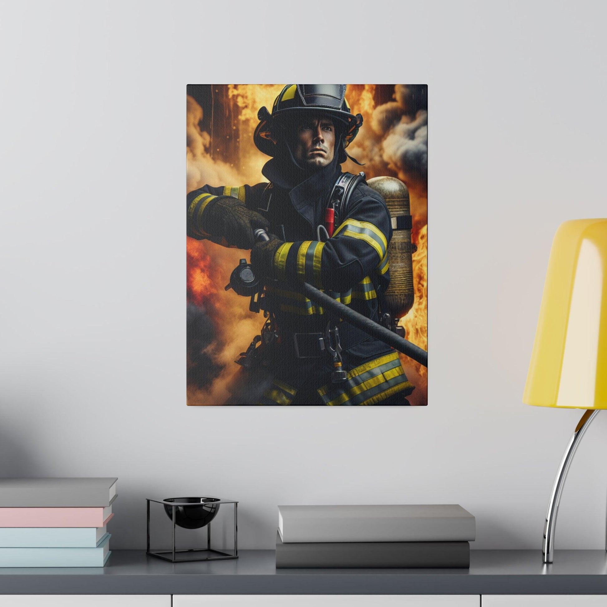 "Blaze of Bravery: Firefighter Canvas Wall Art" - Canvas - The Alice Gallery