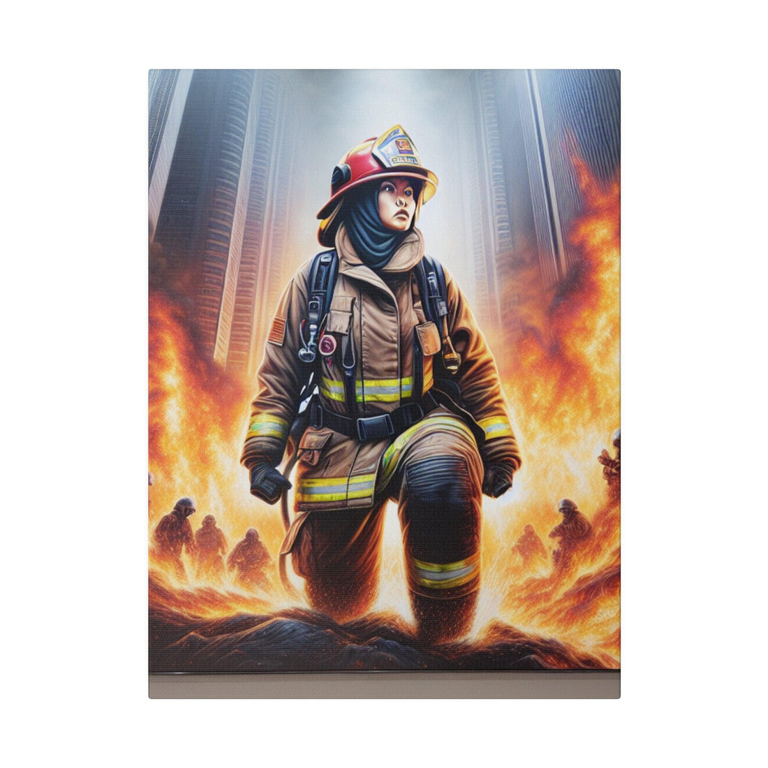 "Blazing Bravery: Firefighter Tribute Canvas Wall Art" - Canvas - The Alice Gallery
