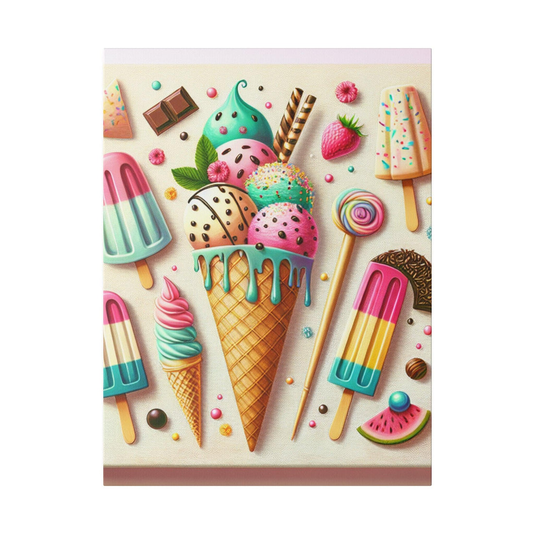 "Scoop of Serenity: Ice Cream Inspired Canvas Wall Art" - The Alice Gallery