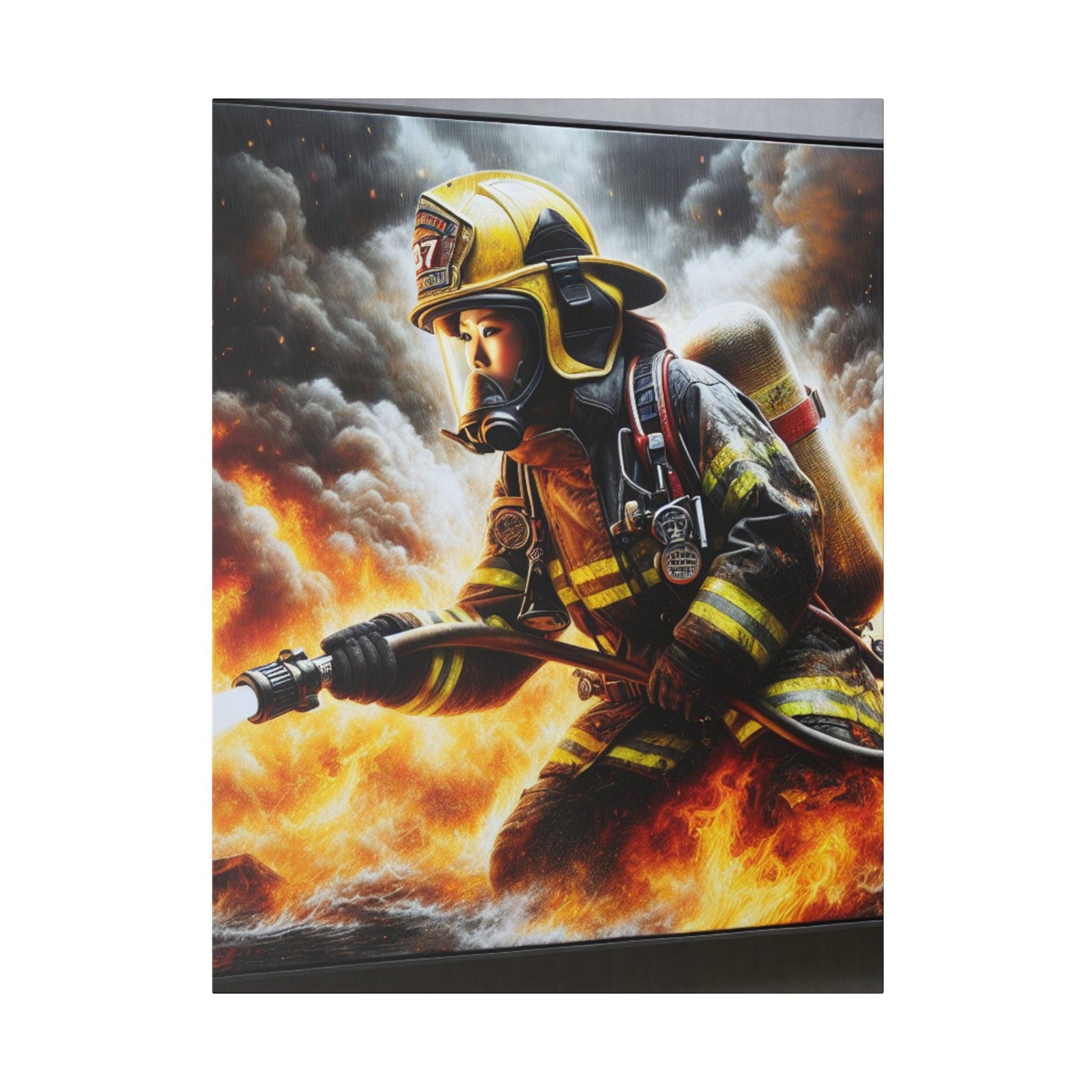 "Blazing Courage: An Exclusive Firefighter's Canvas Wall Art" - Canvas - The Alice Gallery