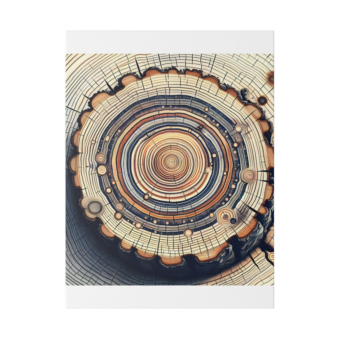 "Arboreal Echo: Tree Ring Canvas Wall Art" - The Alice Gallery