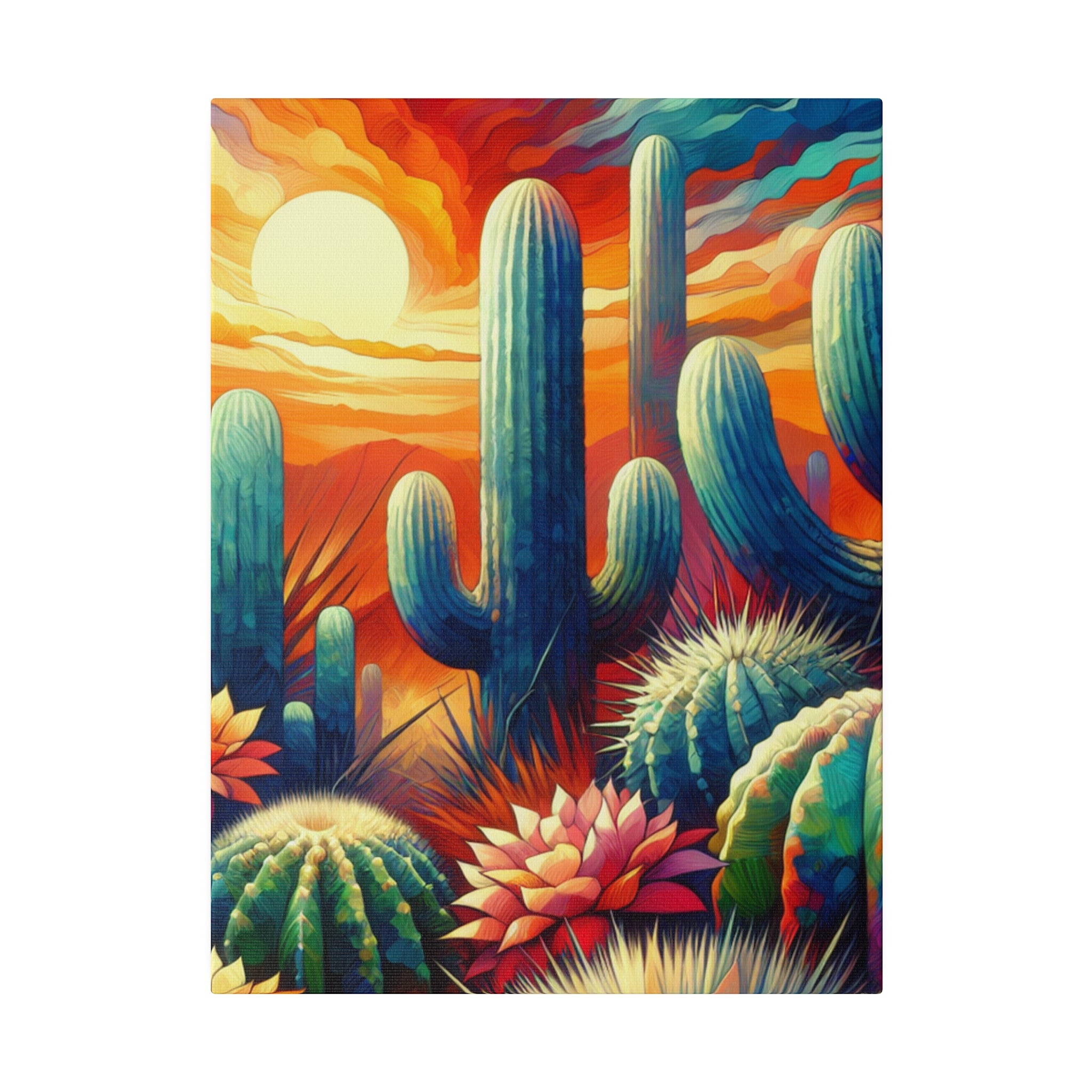 "Cactus Mirage Artistic Canvas Wall Decor"