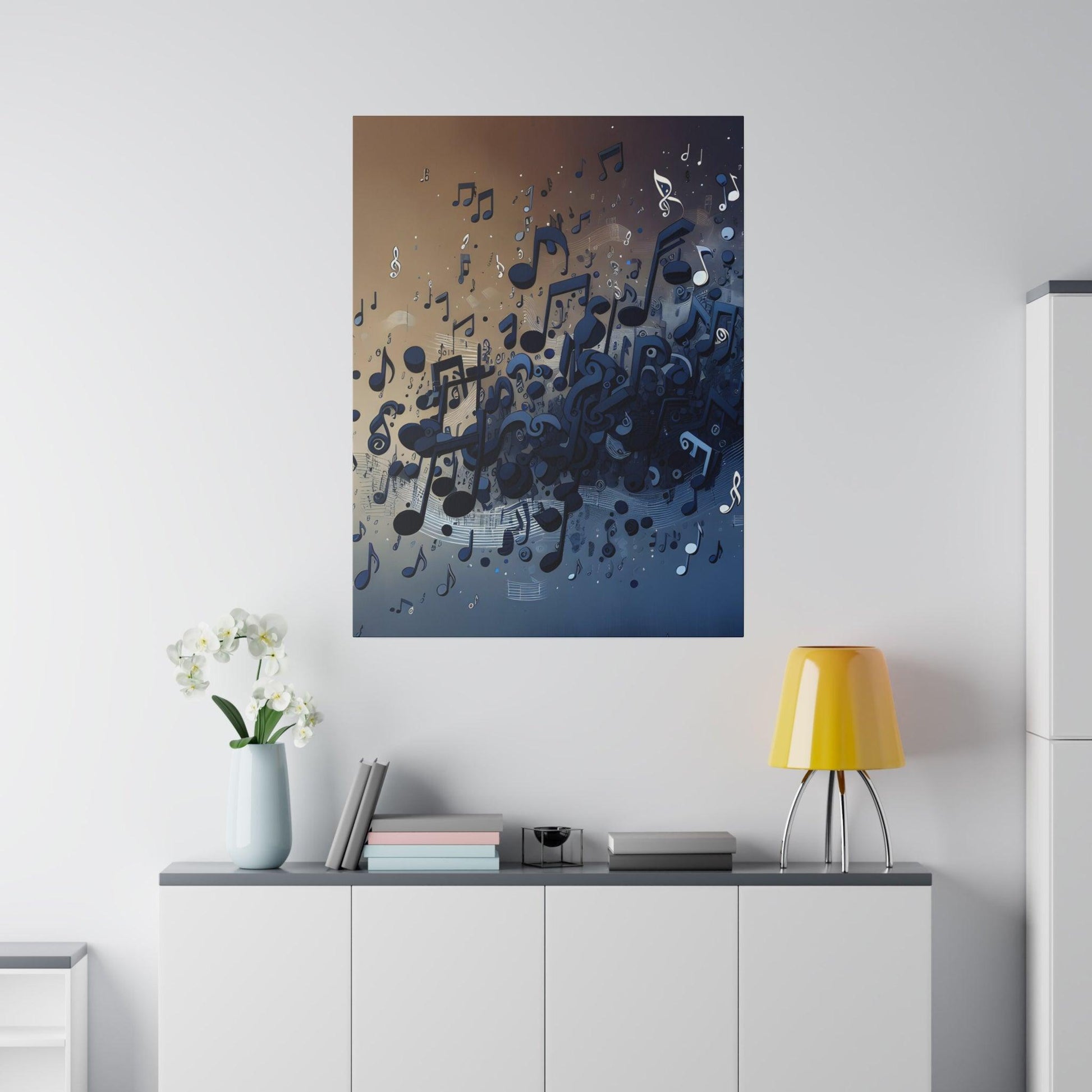 "HarmonyFrame: Music Note Symphony Canvas Wall Art" - The Alice Gallery