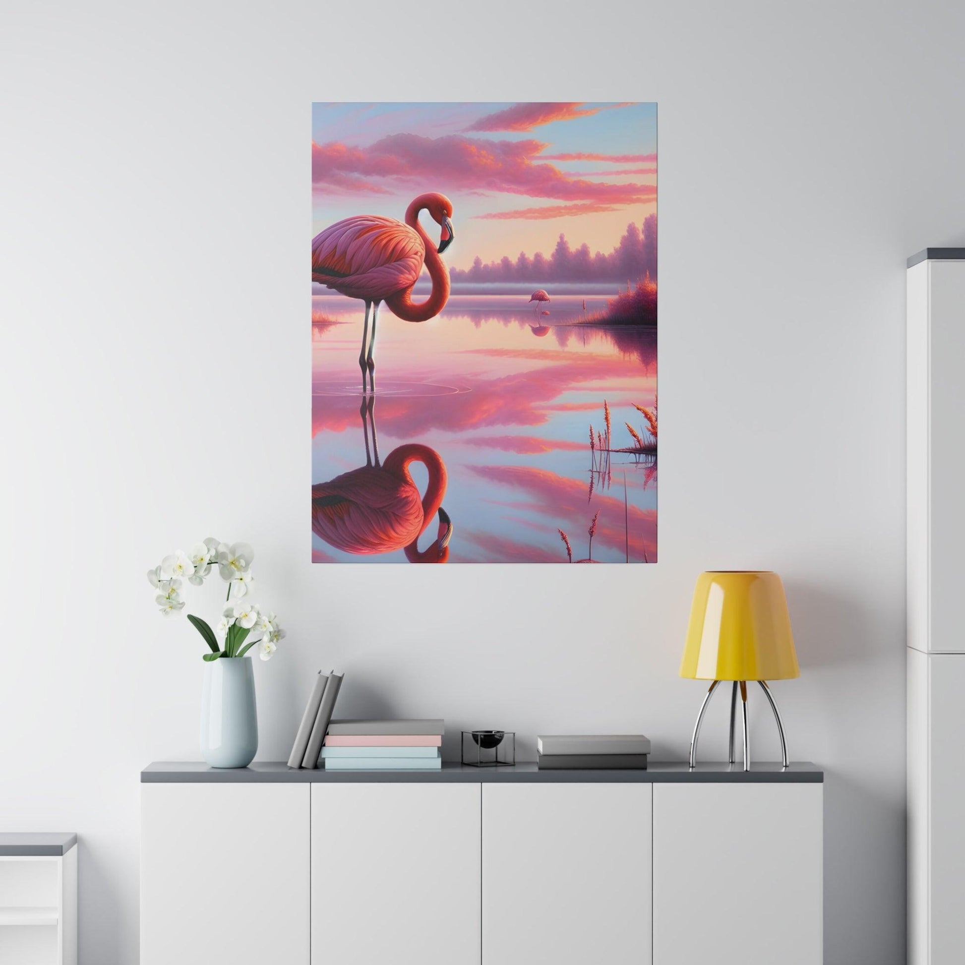 "Flamingo Fantasy: Radiant Canvas Wall Art" - The Alice Gallery