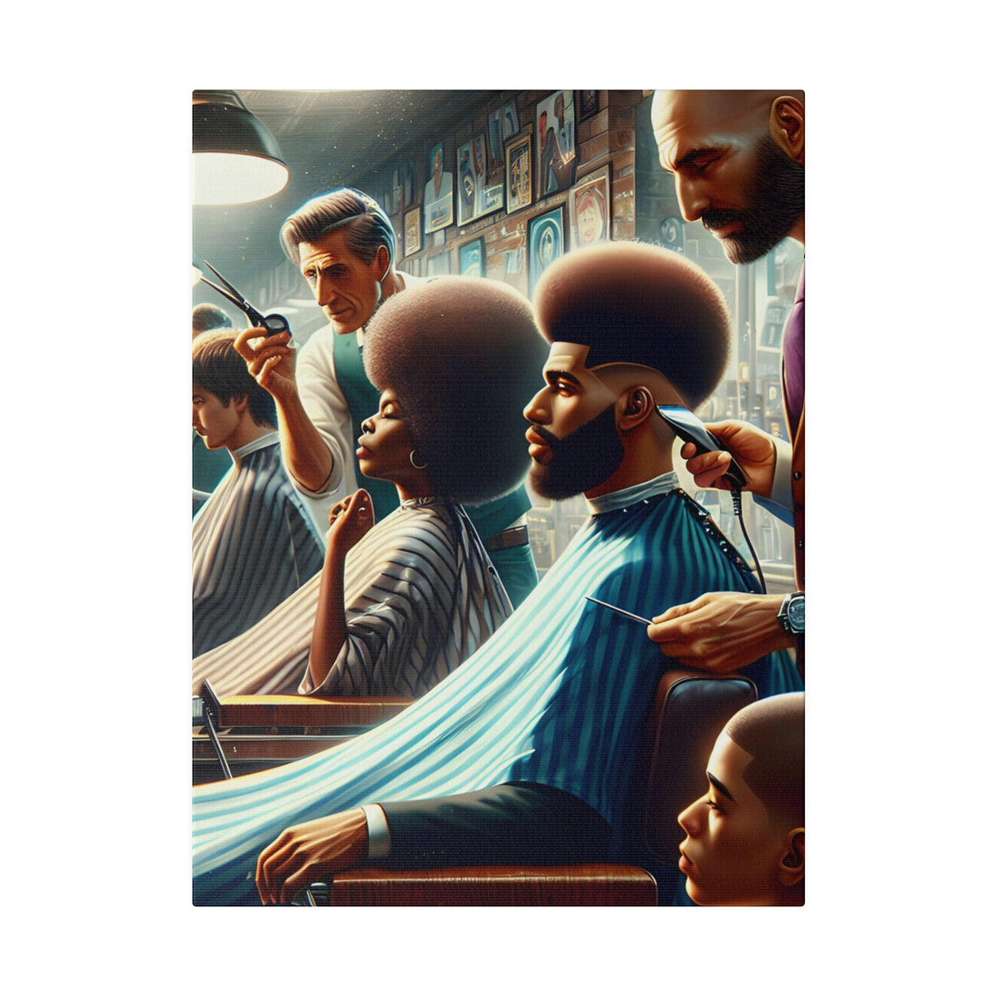"Barber Shop Chronicles: Canvas Mosaic of Mastery" - The Alice Gallery