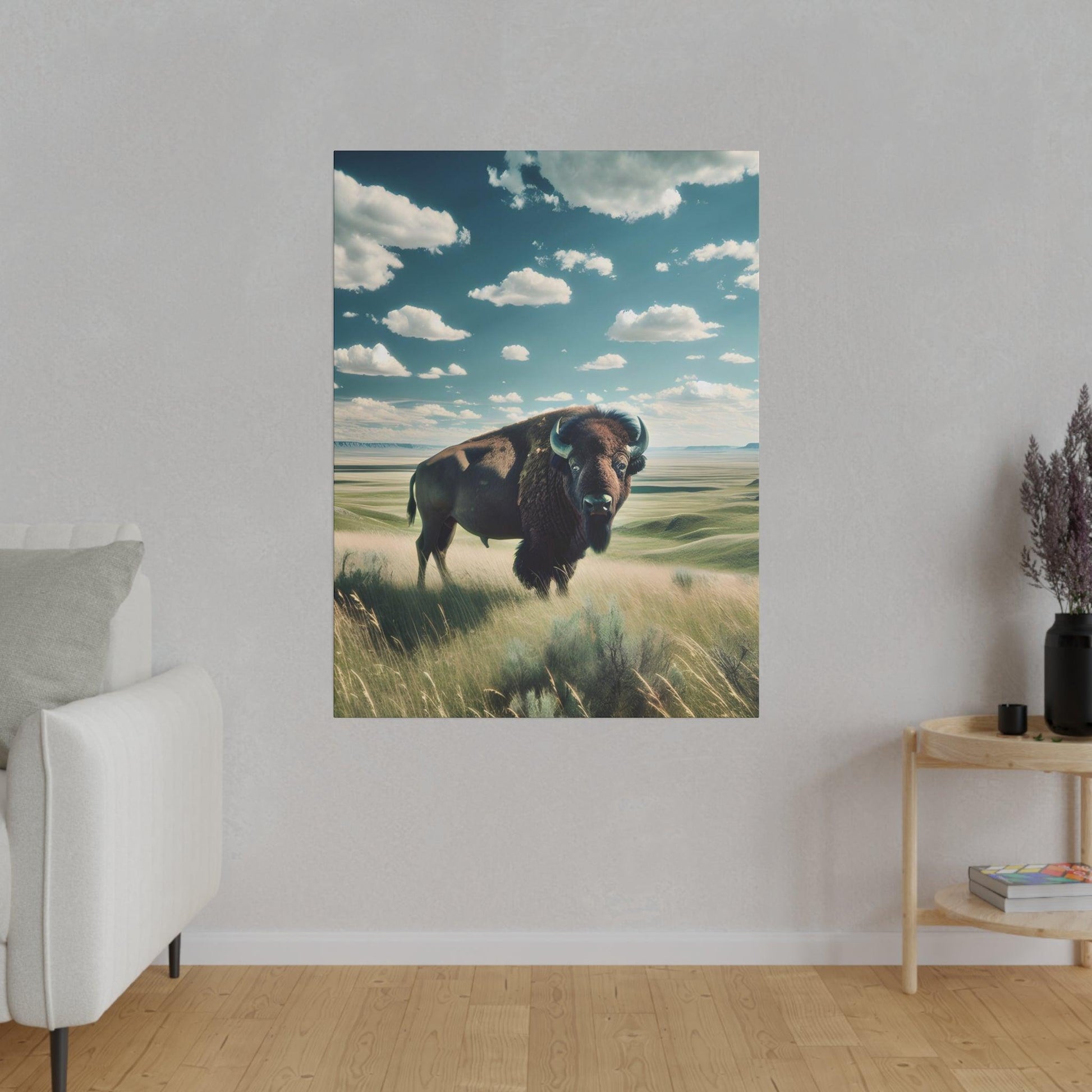 "Majestic Plains Titan: Buffalo Canvas Art" - The Alice Gallery
