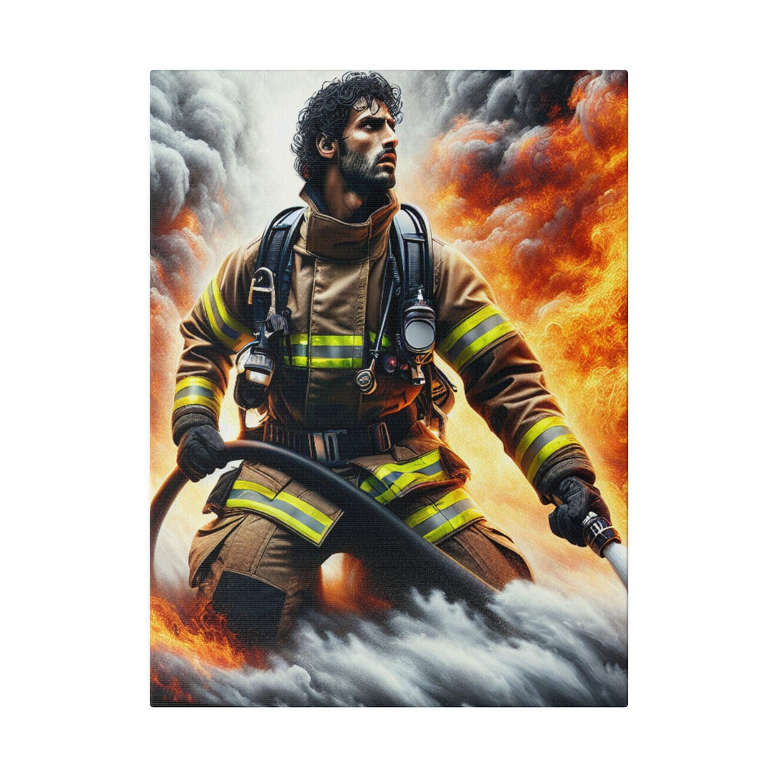 "Blaze of Courage: Firefighter Tribute Canvas Wall Art" - Canvas - The Alice Gallery