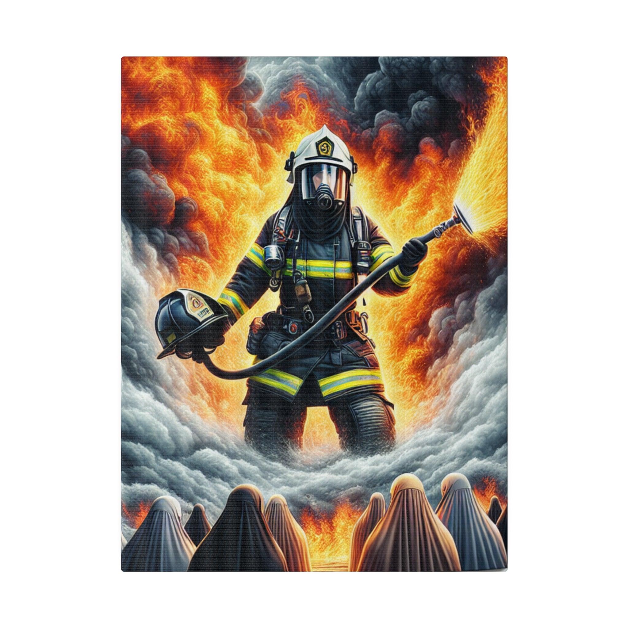 "Blaze Valor: A Firefighter's Journey Canvas Wall Art" - Canvas - The Alice Gallery