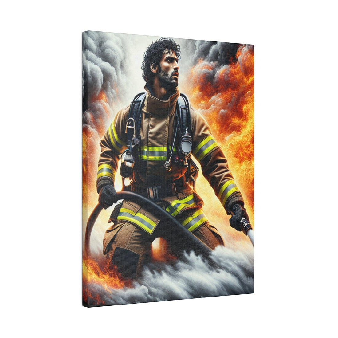 "Blaze of Courage: Firefighter Tribute Canvas Wall Art" - Canvas - The Alice Gallery