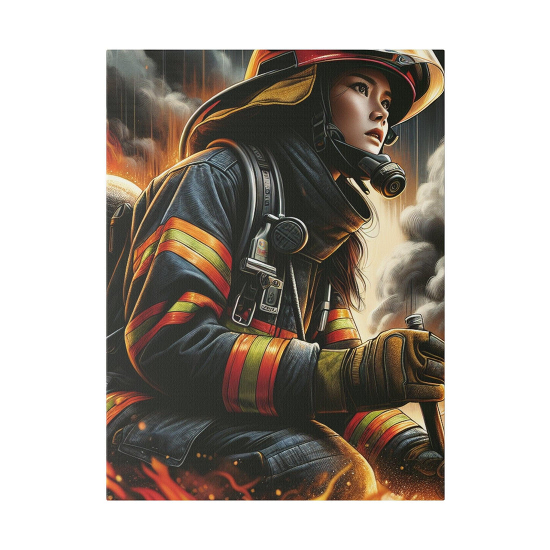 "Blaze Valor: Firefighter's Tribute Canvas Wall Art" - Canvas - The Alice Gallery