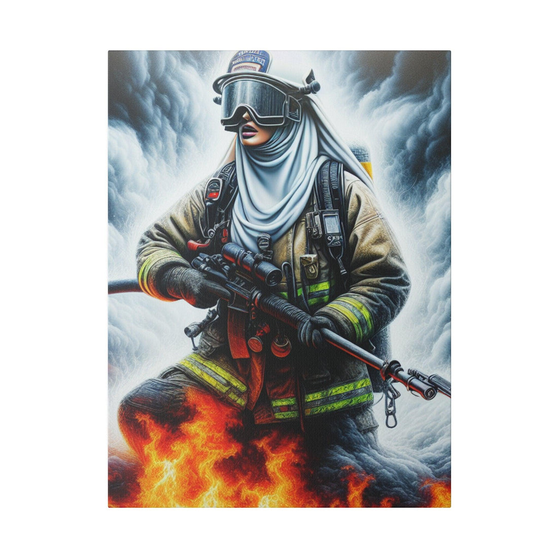 "Brave Embers: Firefighter's Tribute Canvas Wall Art" - Canvas - The Alice Gallery