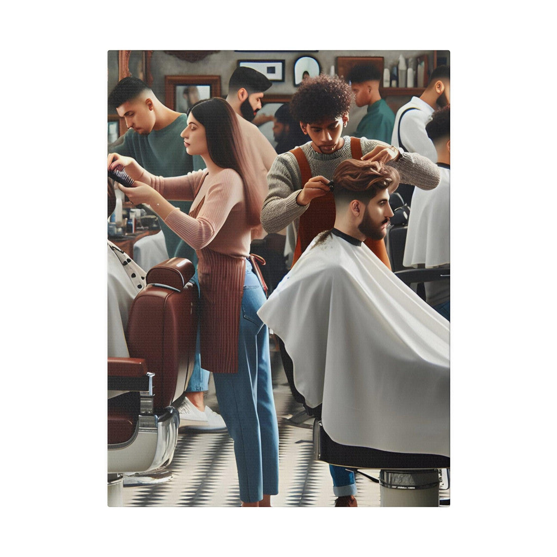 "Clip & Trim: Capturing the Soul of the Barber Shop Canvas Wall Art" - The Alice Gallery